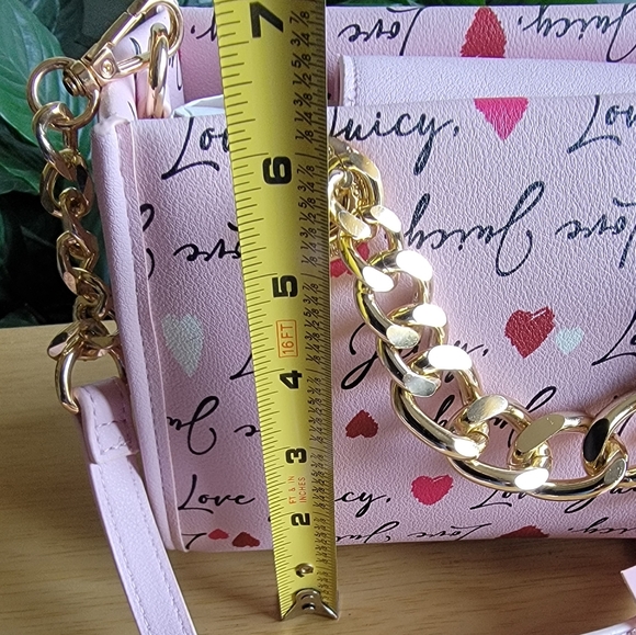 Juicy Couture Pink Heart Print Crossbody Bag With Rhinestone Charm - Picture 8 of 8